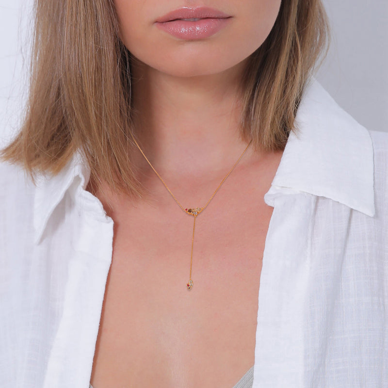 Elli 925 Sterling Silver Y Chain Necklace Gold plated with Topaz 2004-BF-0008126-001-zoom-