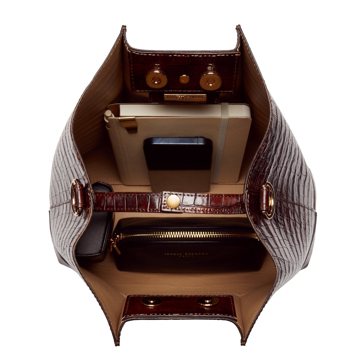 Isabel Bernard Femme Forte Macie Croco Brown Calfskin Leather Handbag IB25074-230