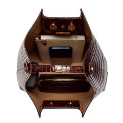 Isabel Bernard Femme Forte Macie Croco Brown Calfskin Leather Handbag IB25074-230