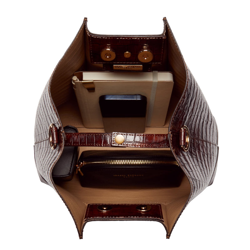 Isabel Bernard Femme Forte Macie Kroko Braun Kalbsleder Handtasche IB25074-230-zoom-