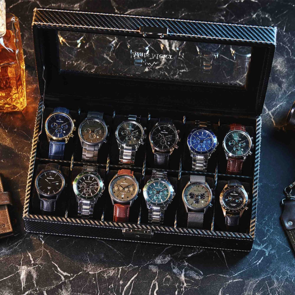 Mats Meier Mont Fort Black Watchbox voor 12 Watchs