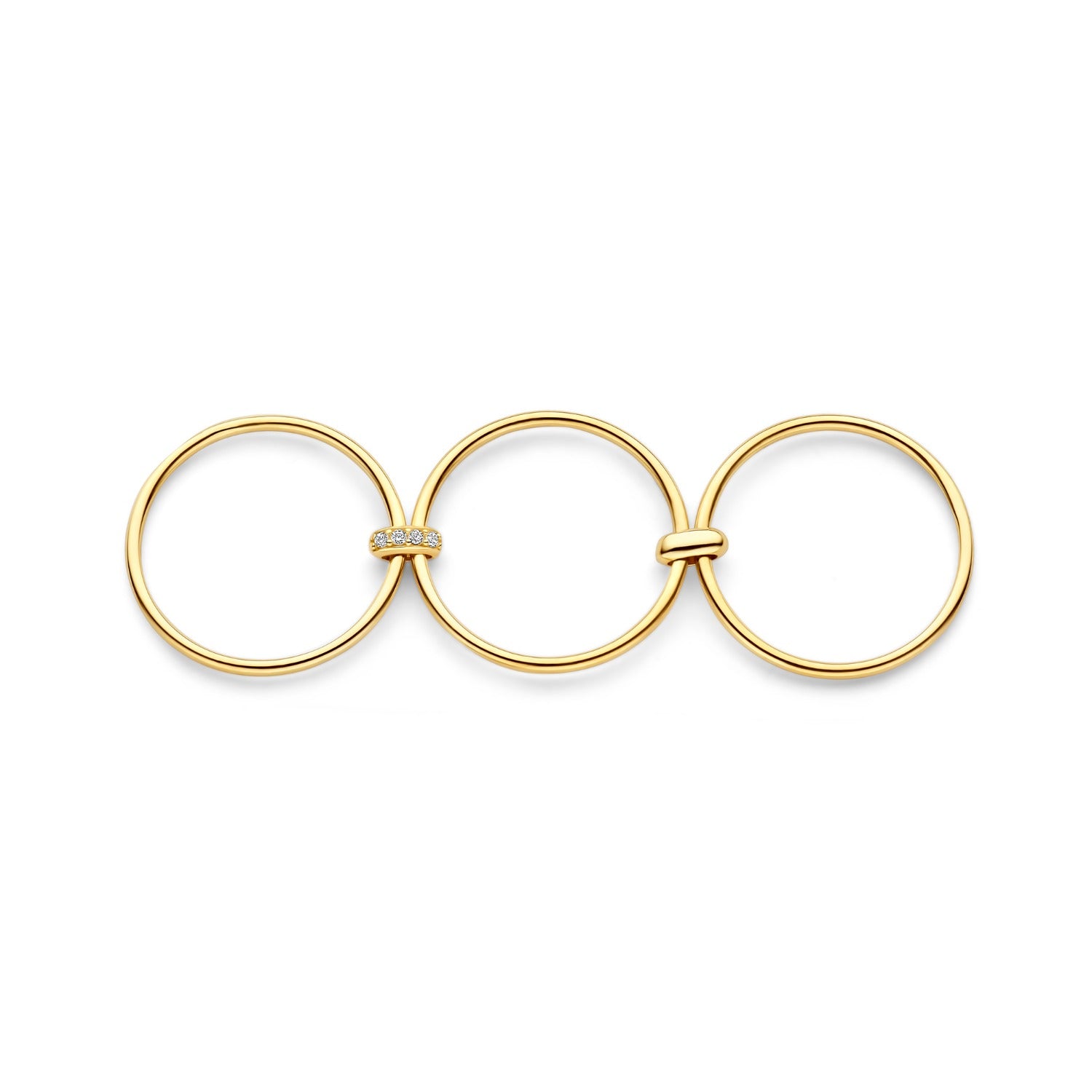 Isabel Bernard Cour d'Honneur Adora 14 karat golden 3-piece multiring with zirkonia stones IB330105-52