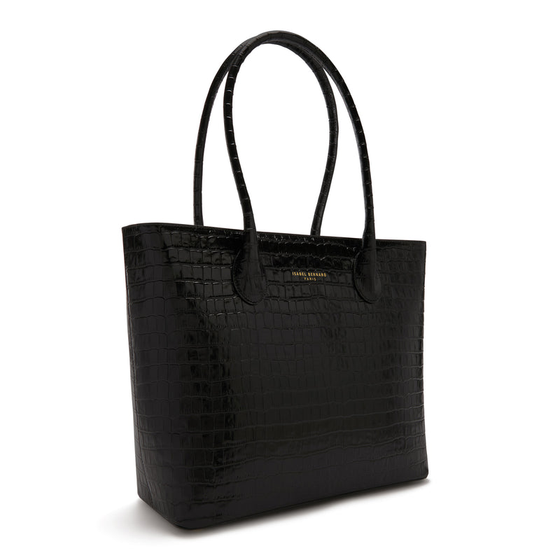 Isabel Bernard Honoré Lysanne Kroko Schwarz Kalbsleder Shopper IB25024-zoom-