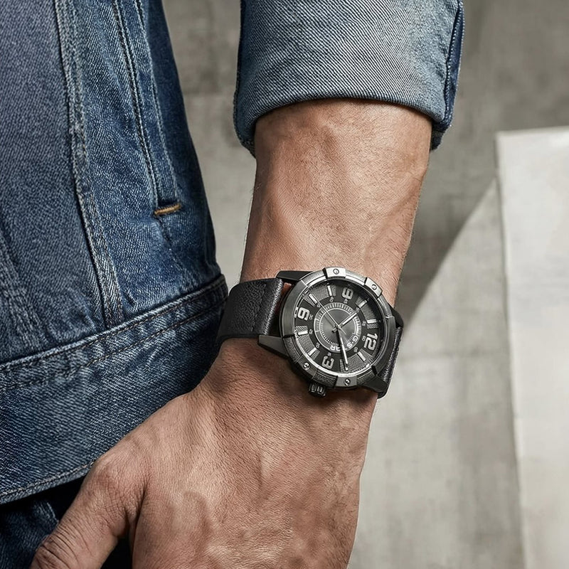 G-STAR Constructed Schwarze Leder-Herrenuhr GSW.506.02-zoom-