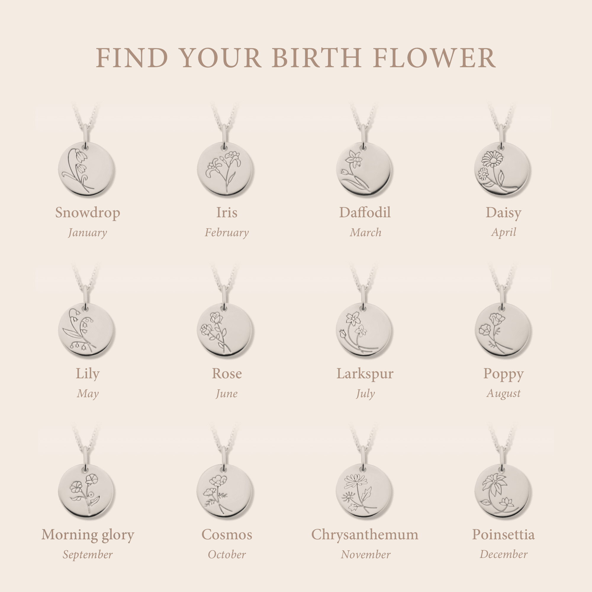 Violet Hamden Venus 925 Sterling Silver Necklace with Birthflower VH340026-MAY