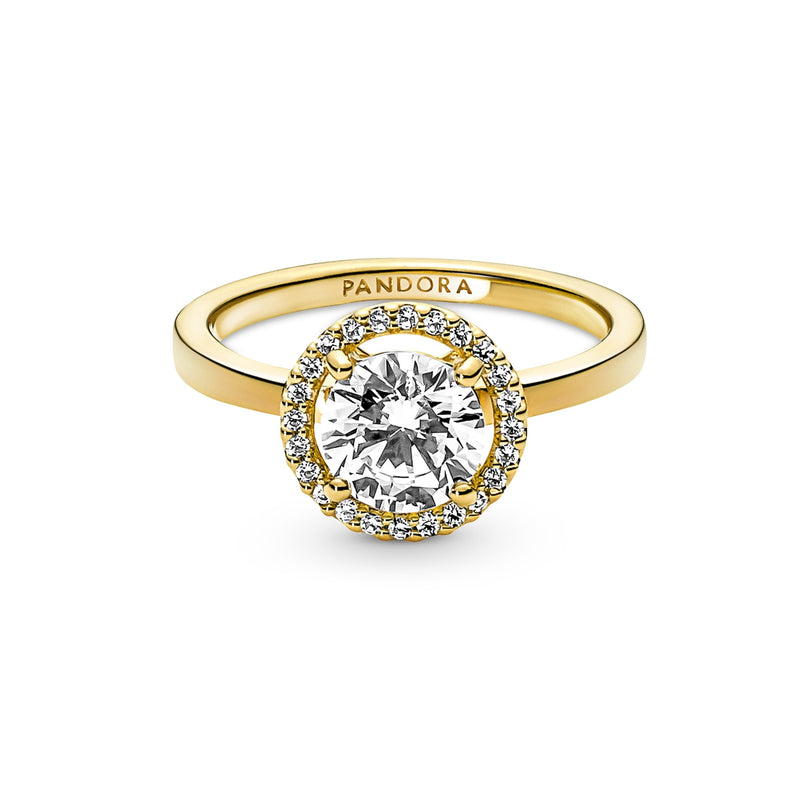 Pandora Timeless Goldfarbene Sparkling Round Halo Ring mit 585er Golden Plattierung 161234C01-52-zoom-