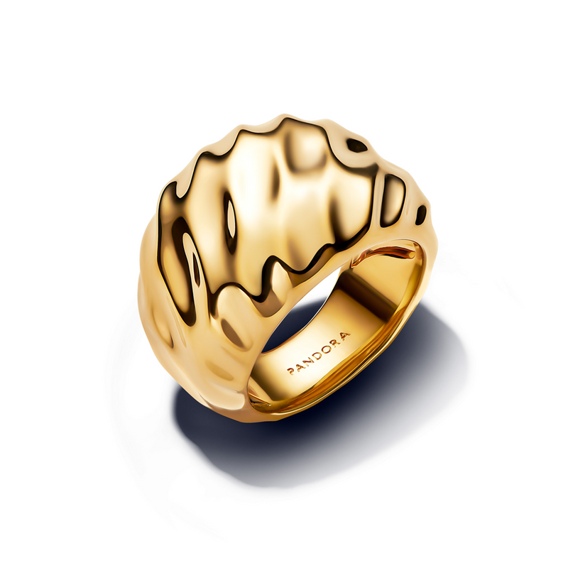 Pandora Essence Gold Plated Rippled Statement Ring 163884C00-52-zoom-