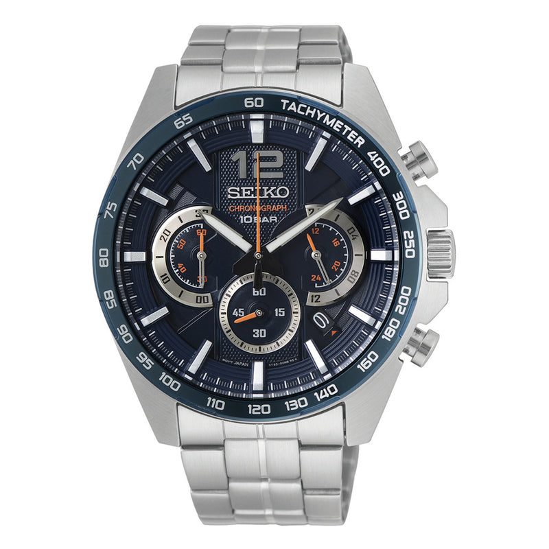 Seiko Chronograph herren Uhr Silber SSB345P1-zoom-
