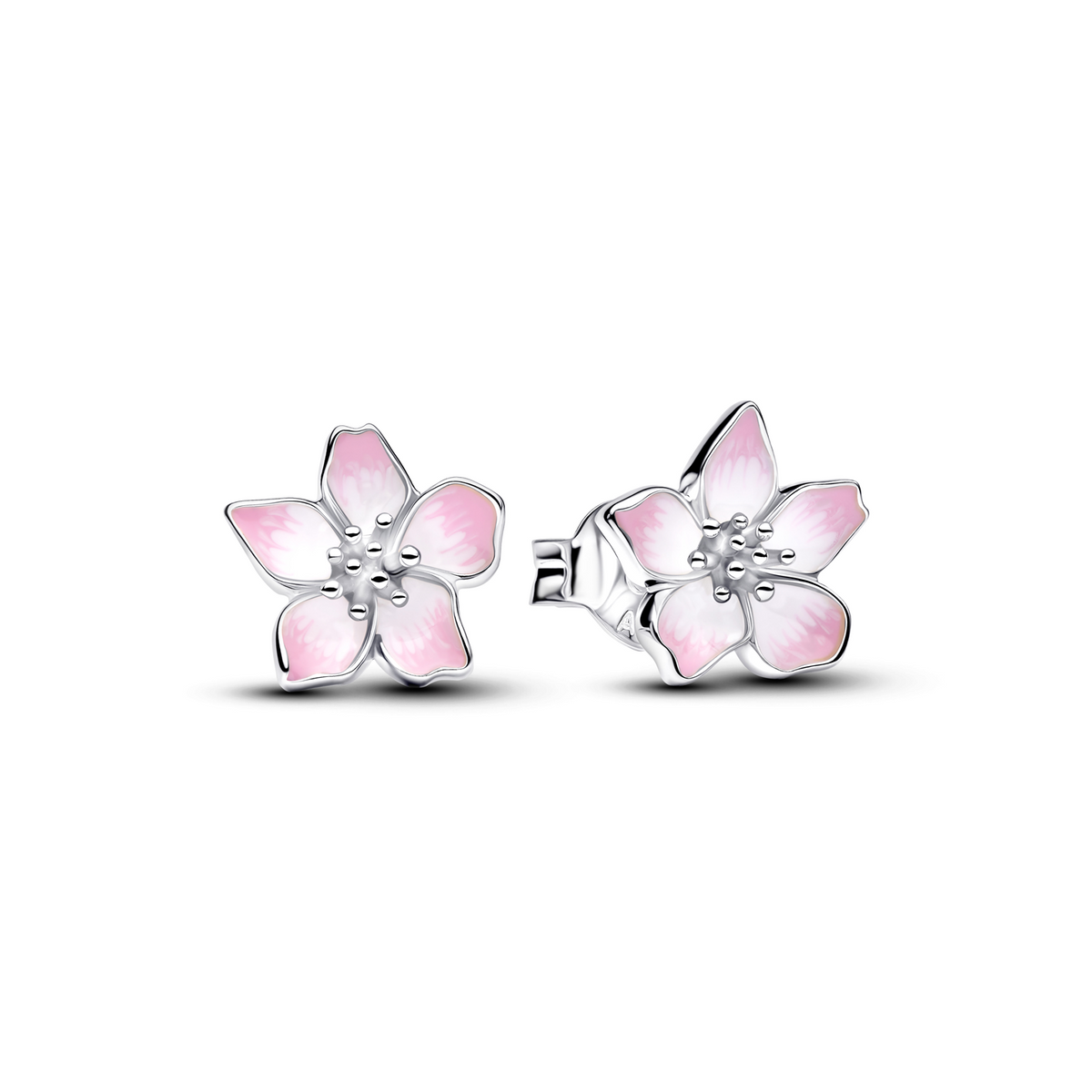 Pandora Moments 925 Sterling Silver Enamel Pink Cherry Blossom Stud Earrings 294370C01