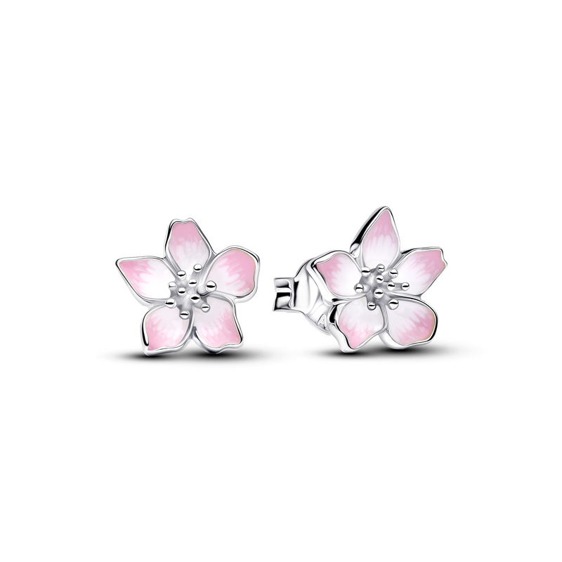 Pandora Moments 925 Sterling Silver Enamel Pink Cherry Blossom Stud Earrings 294370C01-zoom-