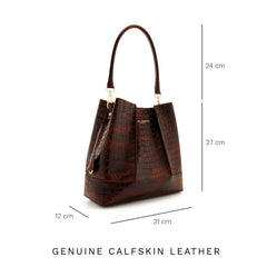 Isabel Bernard Femme Forte Macie Croco Brown Calfskin Leather Handbag IB25074-230