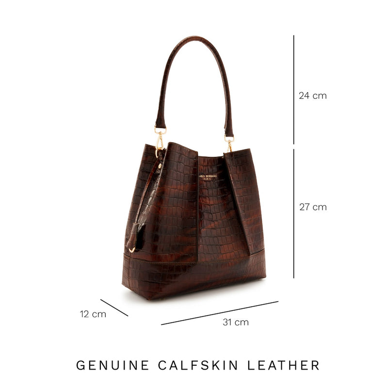 Isabel Bernard Femme Forte Macie Kroko Braun Kalbsleder Handtasche IB25074-230-zoom-