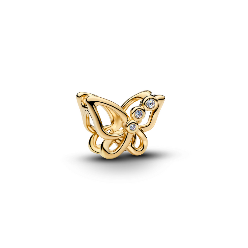 Pandora Moments Gold Plated Zirconia Butterfly Openwork Charm 764369C01-zoom-