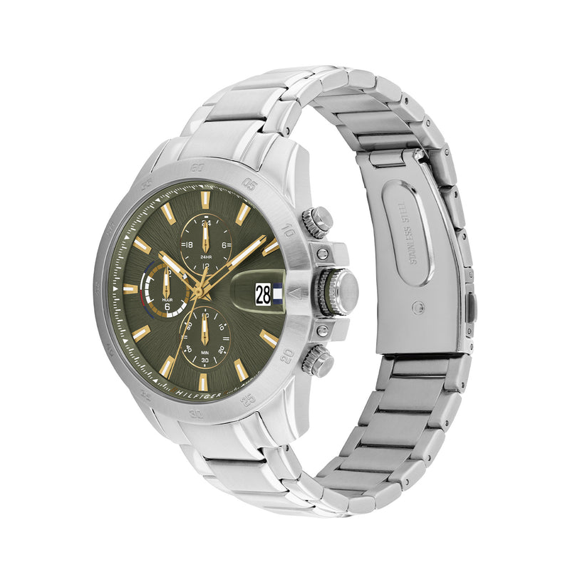 Tommy Hilfiger Jameson Silberne Und Grüne Herrenuhr TH1792197-zoom-