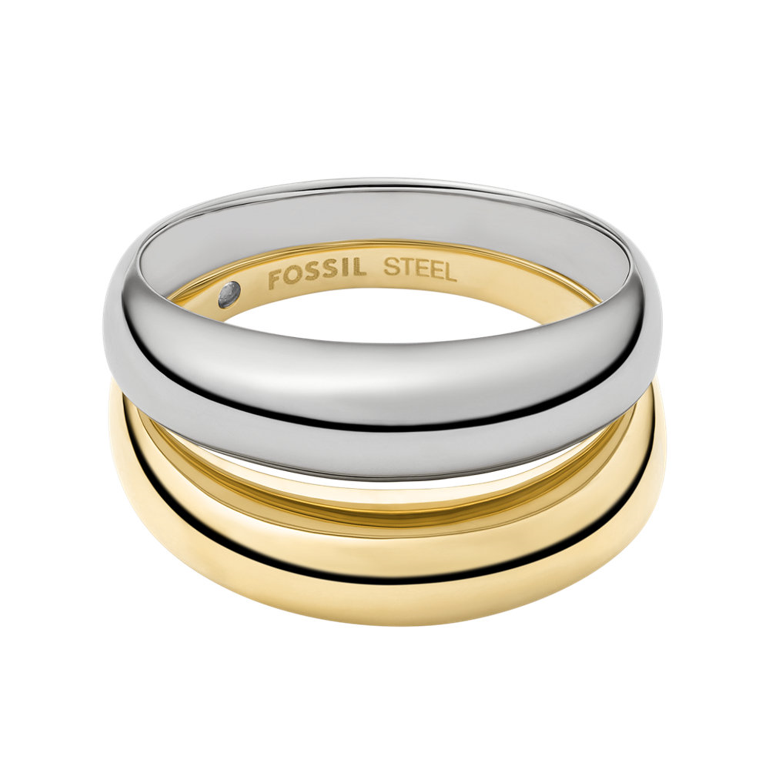 Fossil Ellis Silver and Gold Stainless Steel Ring JF048769986