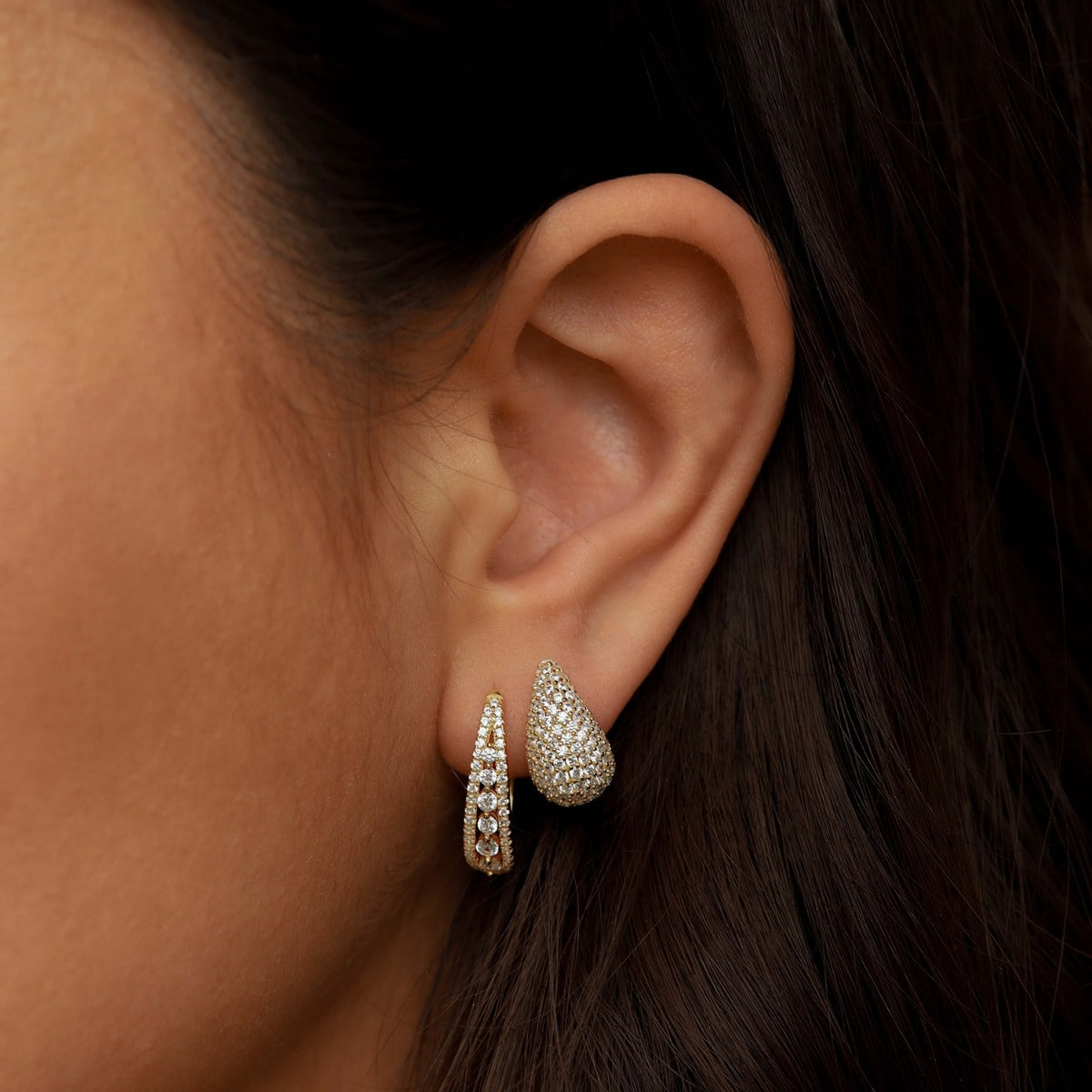 Karma 14 karat gold plated Ear Stud X162GP