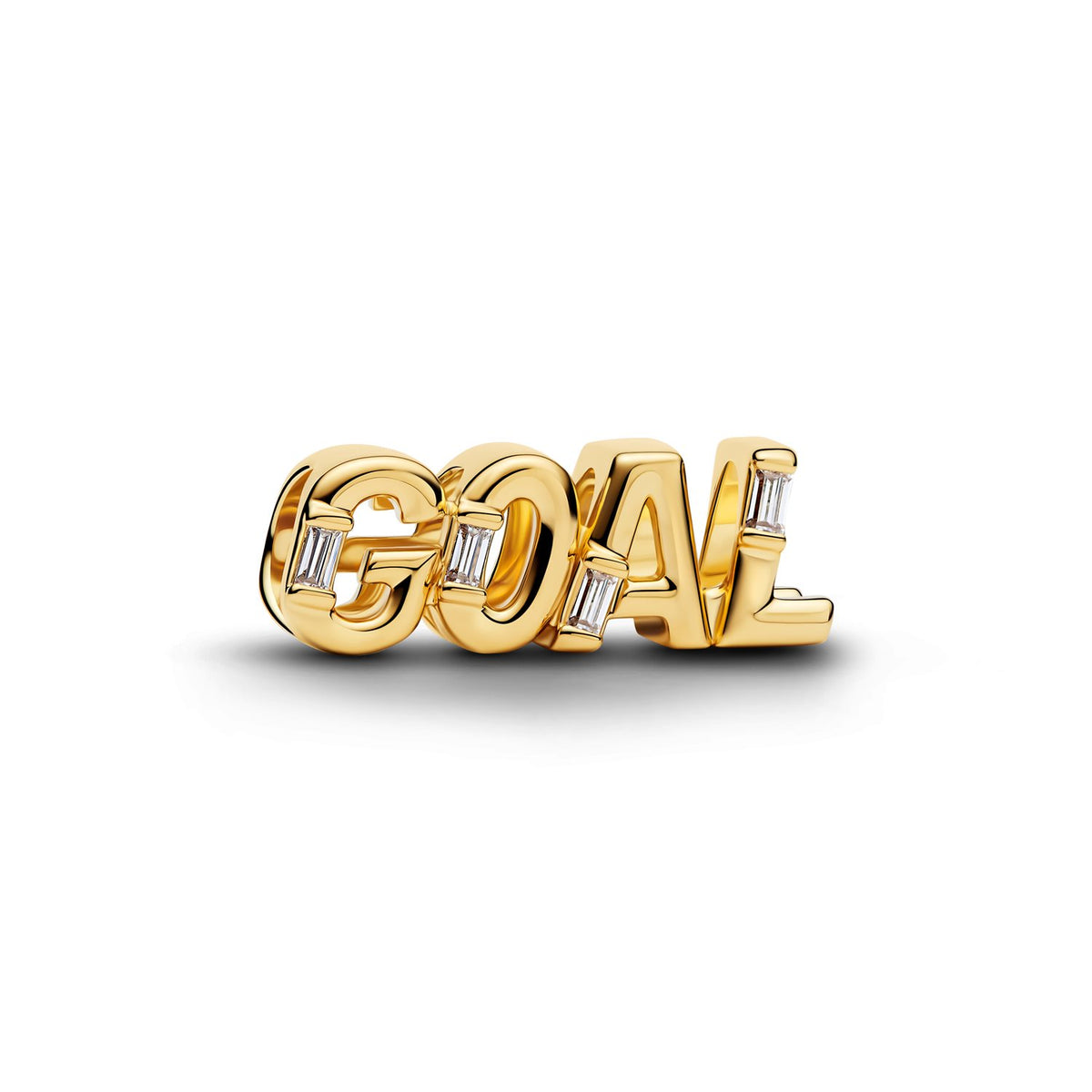 Pandora Moments Gold Plated Cubic Zirconia Goal Script Charm 764709C01
