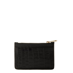 Isabel Bernard Honoré Aveline croco Black Leather Card Holder made of Calfskin IB27018