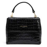 Isabel Bernard Femme Forte Heline Kroko Schwarz Kalbsleder Handtasche IB21037