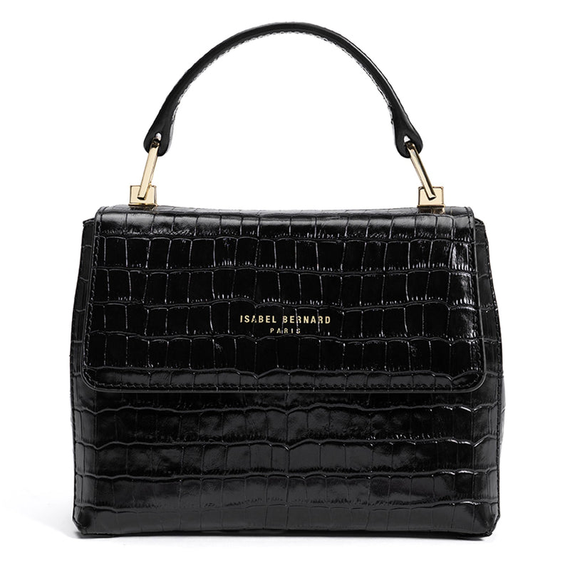 Isabel Bernard Femme Forte Heline Kroko Schwarz Kalbsleder Handtasche IB21037-zoom-