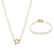 Isabel Bernard Cadeau d'Isabel 14 Karat Gold Halskette und Armband Geschenkset mit Süßwasserperlen IB90174