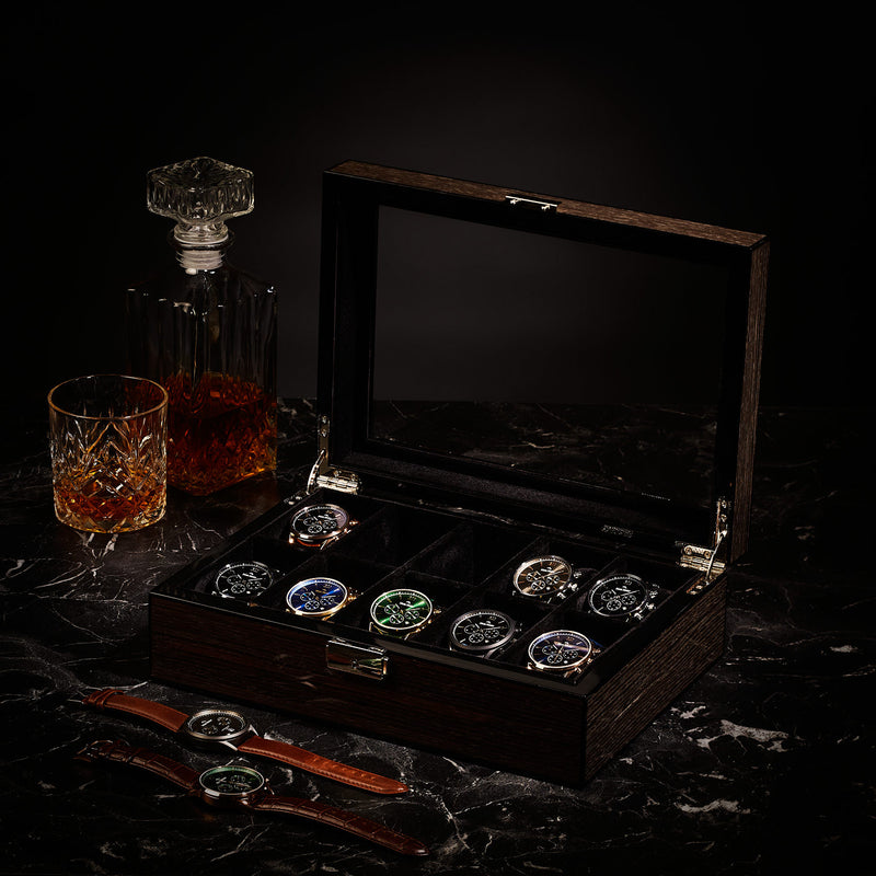 Mats Meier Mont Fort bruine horlogebox voor 10 horloges-zoom-