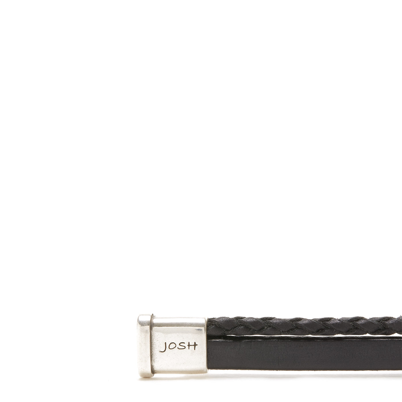 Josh Silver Black Armband 09110-BRA-BLACK-L (Lengte: 23.00 cm)