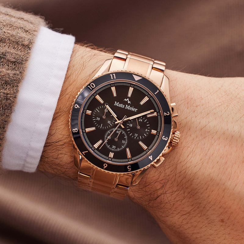 Mats Meier Ponte dei Salti Chronograaf HerrenUhr Rosé Goldfarbene und Schwarz MM00510-zoom-