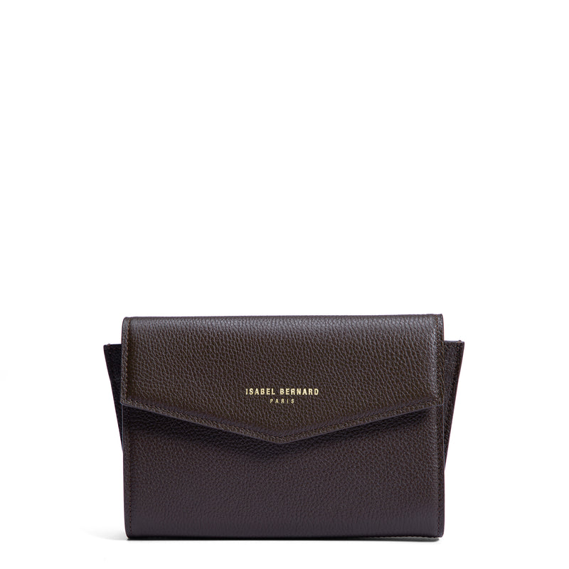 Isabel Bernard Honoré Lina Dunkelbraune Clutch Mit Abnehmbarer Schulterkette IB21135-031-zoom-