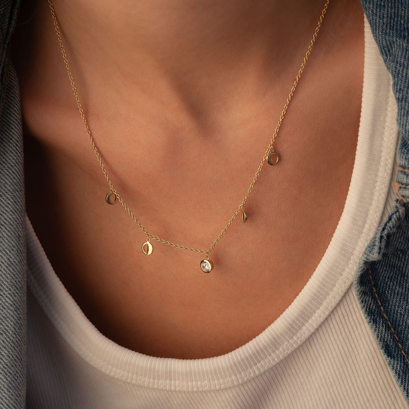 Violet Hamden Luna 925 Sterling Silberne Vergoldete Halskette mit Monden und Weißem Zirkonia-Stein VH340040-zoom-