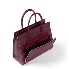 Isabel Bernard Honoré Nadine bordeaux red calfskin leather handbag with 13 inch laptop compartment IB25110-052-13