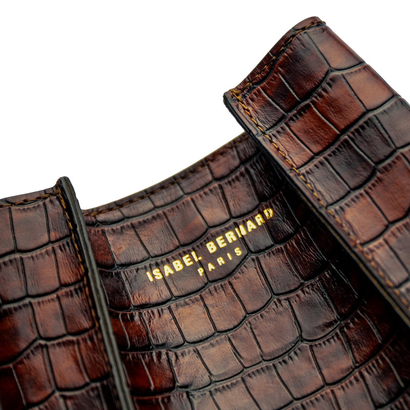 Isabel Bernard Femme Forte Minette Kroko Braun Kalbsleder Handtasche IB21114-230-zoom-