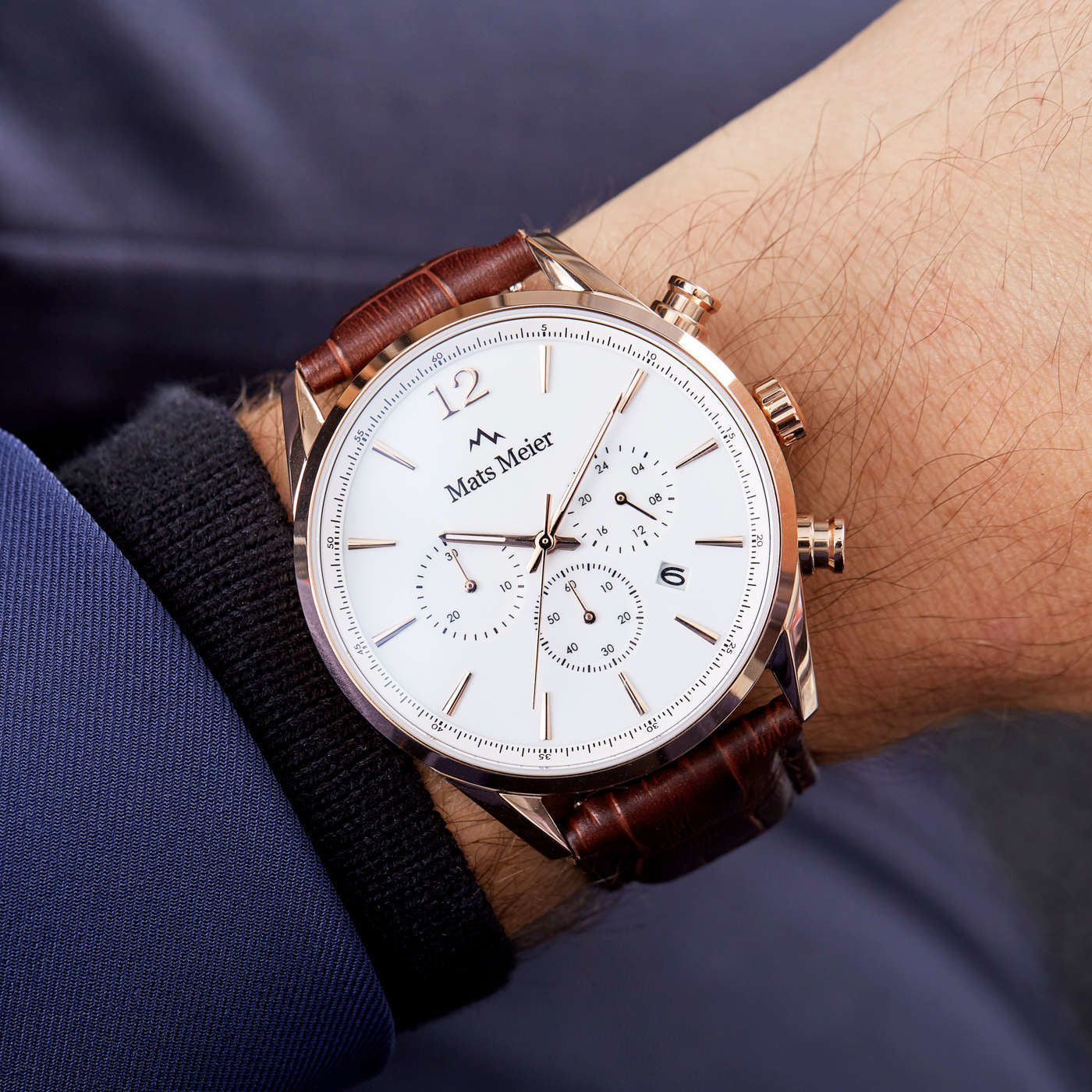 Mats Meier Grand Cornier Chrono White/Rosegold coloured/Brown Watch MM00107