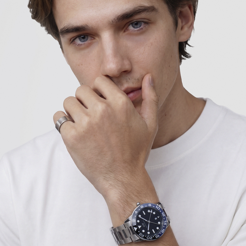 Daniel Wellington Iconic Link Schwarz Blaue Keramiklünette Herren Uhr DW00100921-zoom-