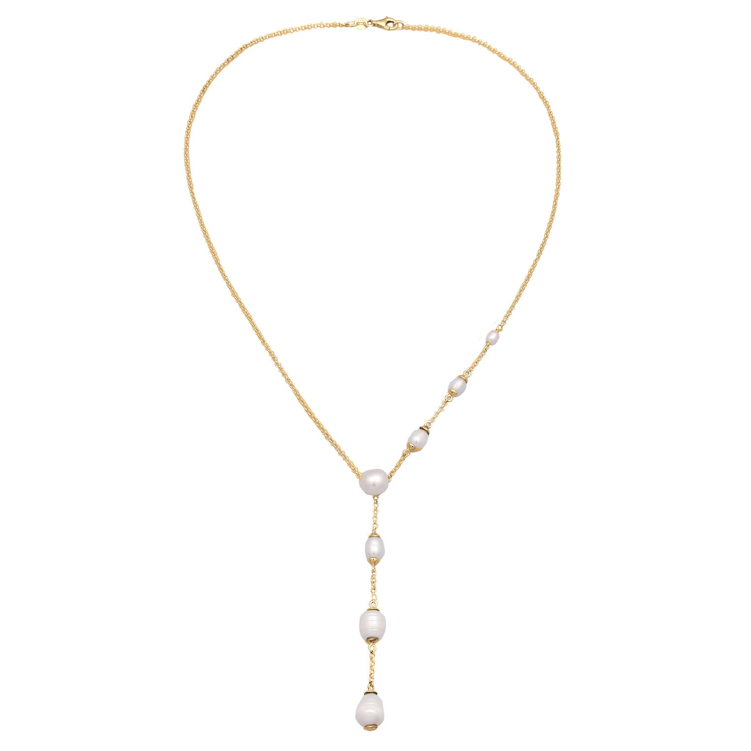 Elli 925 Sterling Silver Y Chain Pearl Necklace Gold plated 2004-BF-0008264-001