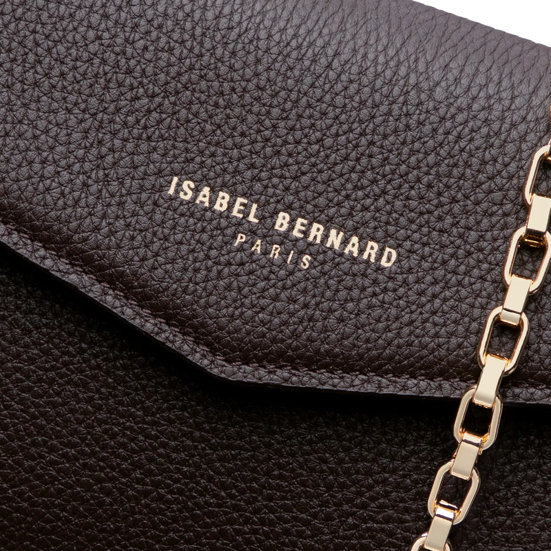 Isabel Bernard Honoré Lina Dunkelbraune Clutch Mit Abnehmbarer Schulterkette IB21135-031-zoom-