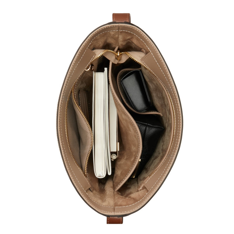Isabel Bernard Honoré Lora Taupe Kalbsleder Umhängetasche IB25085-378-zoom-