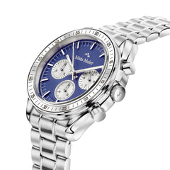 Mats Meier Arosa Racing Chronograph Men'sWatch Silver-coloured and Blue MM50014