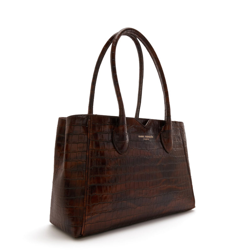 Isabel Bernard Honoré Cloe Midi Kroko Braun Kalbsleder Handtasche IB25082-230-zoom-