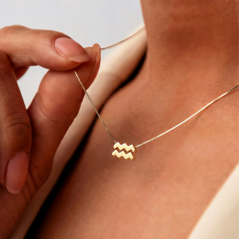 Isabel Bernard Étoiles d’Or Aquarius 14 Carat Gold Venetian Necklace With Horoscope IB340188-zoom-