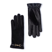 Isabel Bernard Honoré Marcelia schwarze Wildlederhandschuhe aus Ziegenleder IB67001-101-7.5