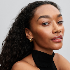 Pandora Essence Gold Plated Rippled Hoop Earrings 263874C00