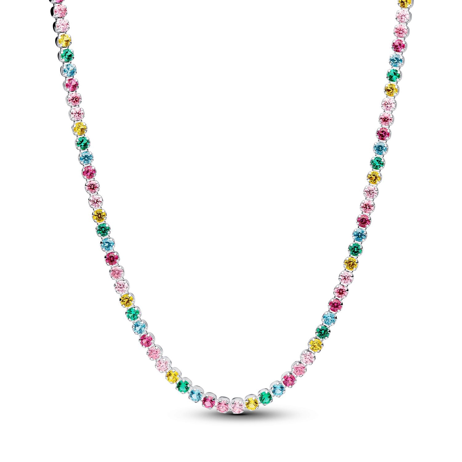 Pandora Timeless 925 Sterling Silver Rainbow Tennis Necklace 394648C01-40