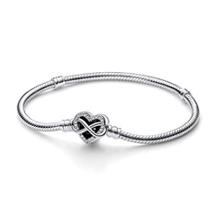 Pandora Moments 925 Sterling Silver Sparkling Infinity Heart Clasp Bracelet 592645C01-20