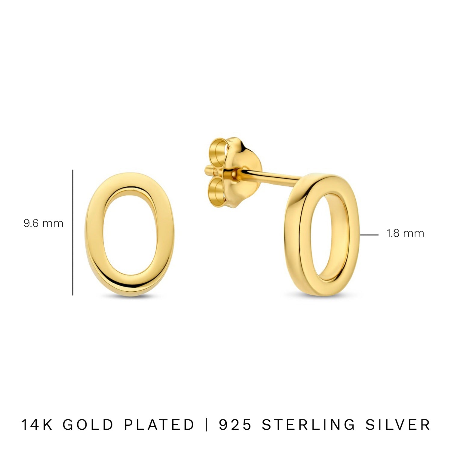 Parte Di Me Bibbiena Poppi Clara 925 Sterling Silver Gold Plated Ear Studs PDM36194