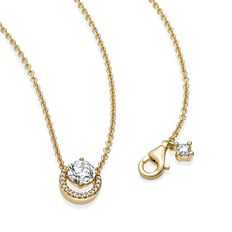 Pandora Timeless Goldfarbene Sparkling Round Halo Kette mit 585er Golden Plattierung 361174C01-45 (Länge: 45.00 cm)-zoom-