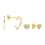 Beloro Jewels Regalo d'Amore 9 Karat Gold Ohrringe-Set mit Herz BO90051