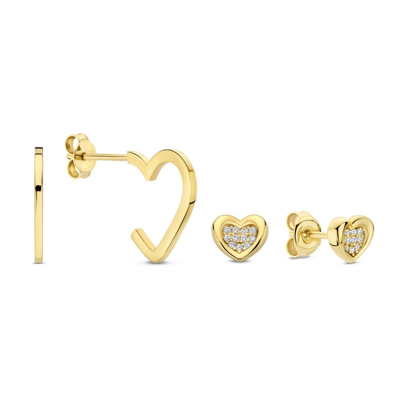 Beloro Jewels Regalo d'Amore 9 Karat Gold Ohrringe-Set mit Herz BO90051-zoom-