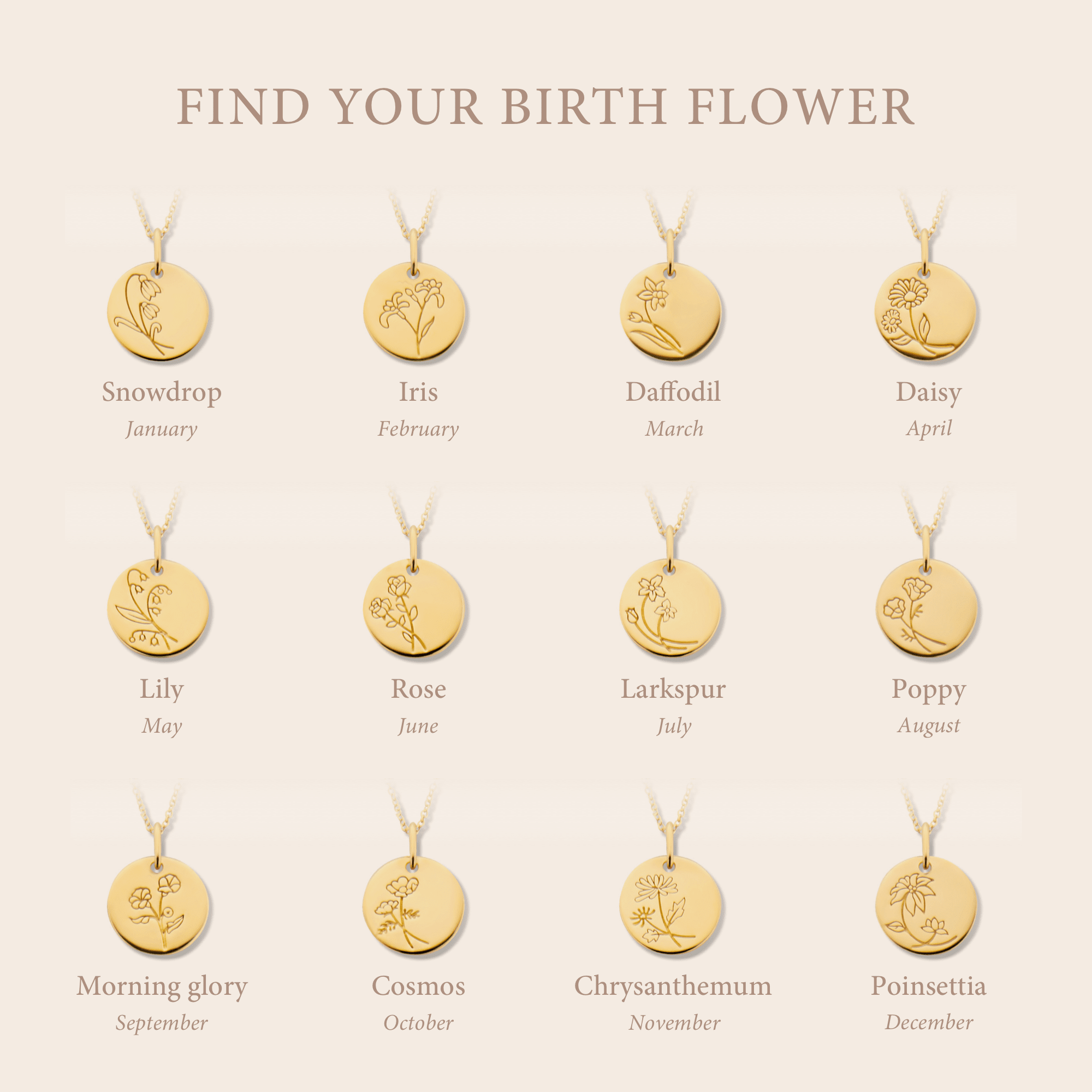 Violet Hamden Venus 925 Sterling Silver Gold-coloured Necklace with Birthflower VH340025-FEB