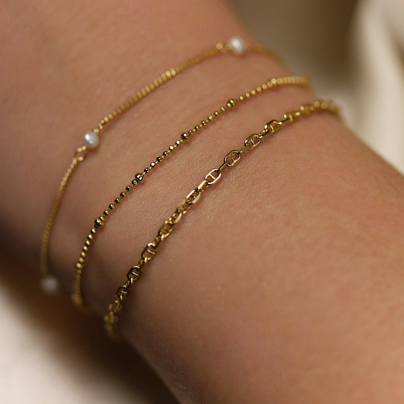 Karma 925 Sterling Silber Goldfarbene Chain Armband 94128GP (Länge: 16.50 - 19.00 cm)-zoom-